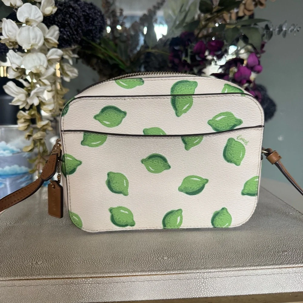 Coach White and Green Lime Crossbody Camera Style Bag - Picture 5 of 16